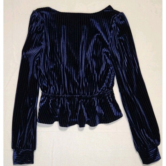 Velvet Forever 21 Romantic Holiday Glam Deep Blue Long Sleeved Small Coquette - Picture 7 of 9